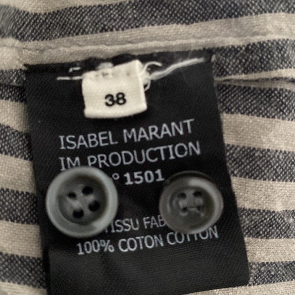 Isabel Marant Etoile Striped 1/4 Button Cotton Shirt, Size 38/US 6 - Picture 4 of 10
